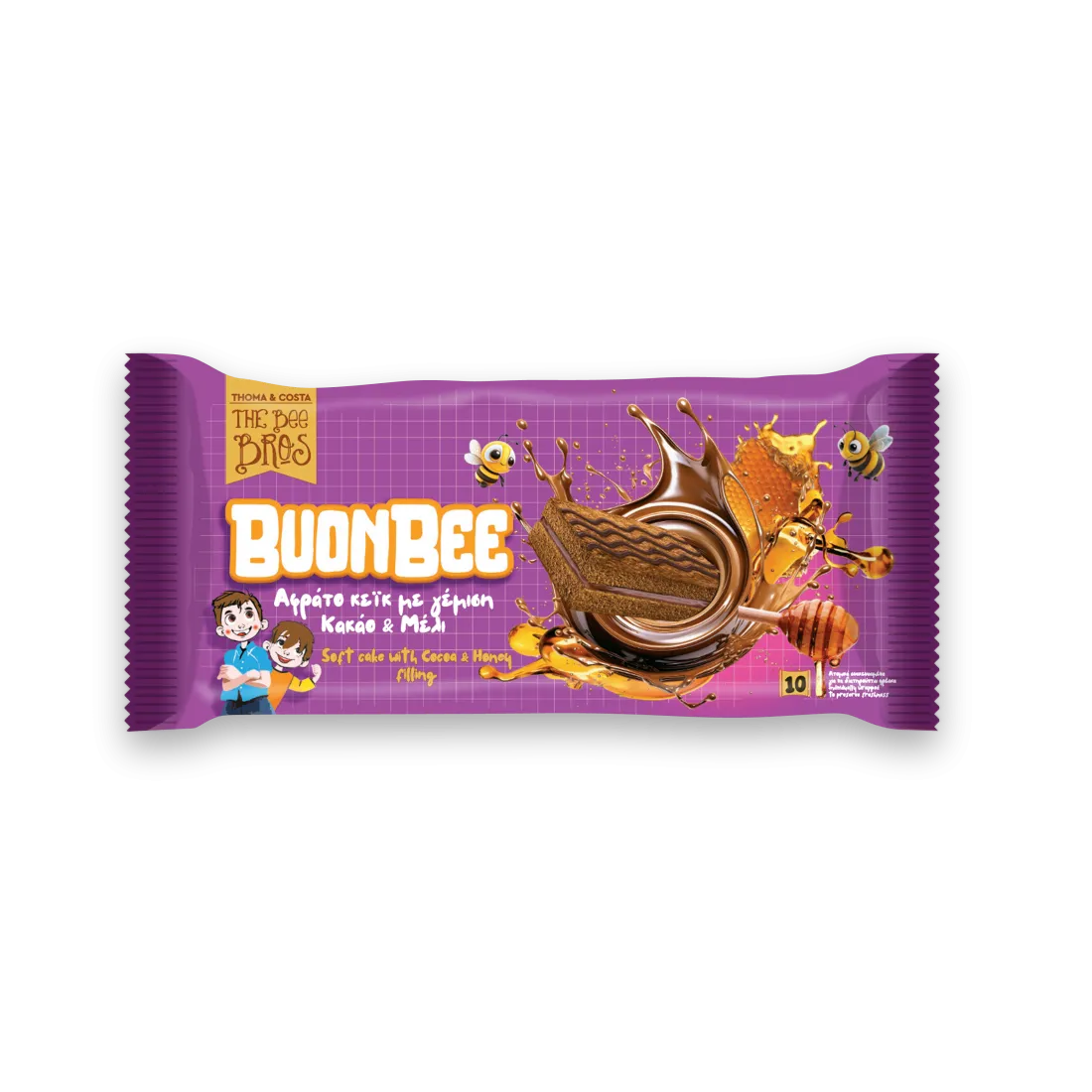Buonbee big photo-1100x1100w THE BEE BROS BUONBEE ΑΦΡΑΤΟ ΚΕΙΚ ΜΕ ΚΑΚΑΟ & ΜΕΛΙ 10 τεμ. - Εικόνα 1